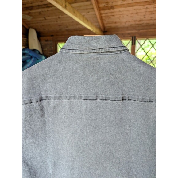 Asos Design Button Down Shirt Mens Large Gray Chambray Short Cuff Sleeve Casual - Picture 7 of 16